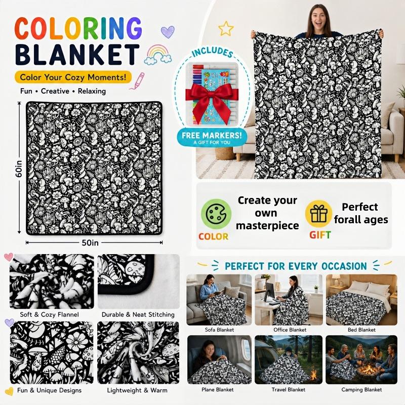 Color-Your-Own Blanket for Kids & Adults – DIY Interactive Fuzzy Velvet Throw with 24 Acrylic Markers – Creative Art Blanket for Family Fun & Travel,Mother's Day gift Color-Your-Own Blanket for Kids & Adults – DIY Interactive Fuzzy Velvet Throw with 24 Acrylic Markers – Creative Art Blanket for Family Fun & Travel,Mother's Day gift