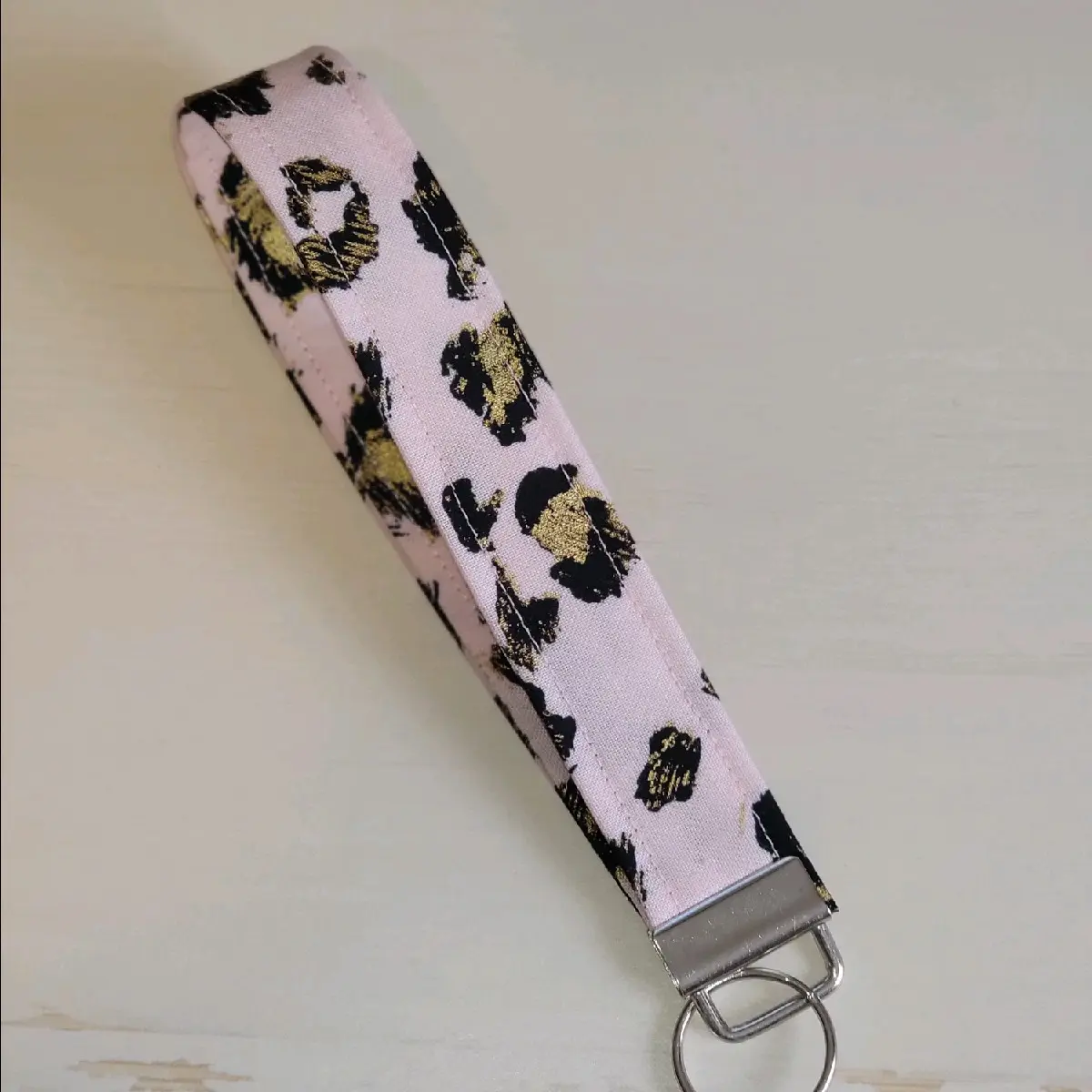 Pink and Gold Cheetah Key fob Keychain Wristlet