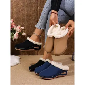 Women's Fall Winter Boken Shoes Thick Sole Fleece Lined Round Toe Fashion Warm Slippers, Perfect for Indoor Outdoor Use, Durable Winter Shoes
