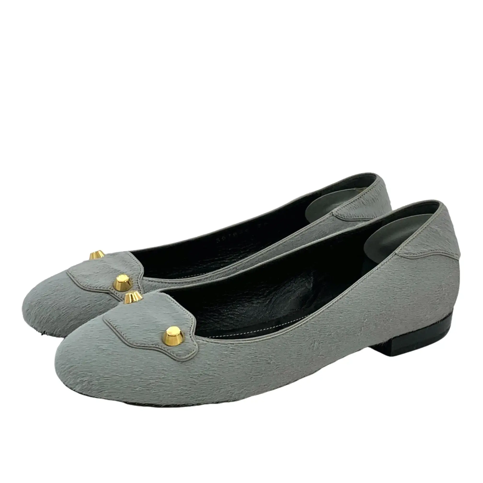 RDLT-Balenciaga Size 36 Grey Furry Stud Casual Flat Shoes-J33808