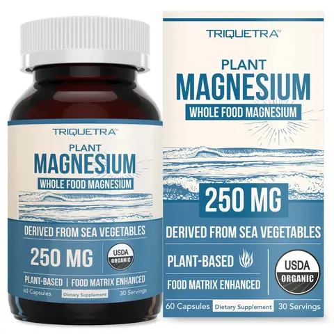 Triquetra Health Plant Magnesium 250 mg - Organic Sea Vegetable Complex, Whole Food Magnesium Supplement for Sleep Support & Digestive Health