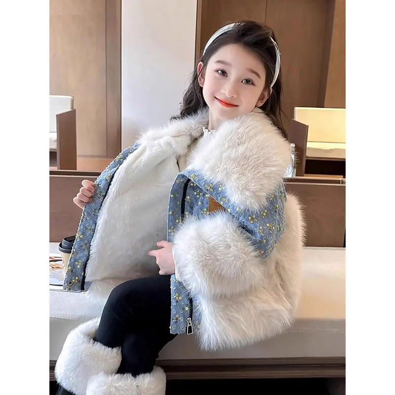 Girls Winter Fleece Puffer Jacket - Windproof Thick Warm Coat For Toddlers & Kids