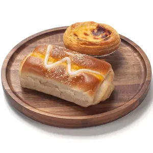 1pc Rustic Round Wooden Candle Holder Tray, Acacia Auriculiformis Decorative Plate, Casual Style Farmhouse Table Centerpiece