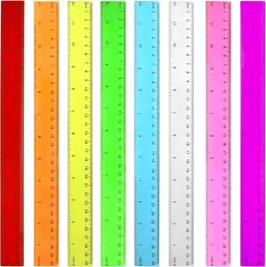 Colorful Clear Plastic Rulers 12 Inch - 8 Pack Transparent Assorted Color Rulers with Centimeters, Millimeters and Inches, Straight Rulers Bulk for Kids School, Classroom, Home & Office Supplies