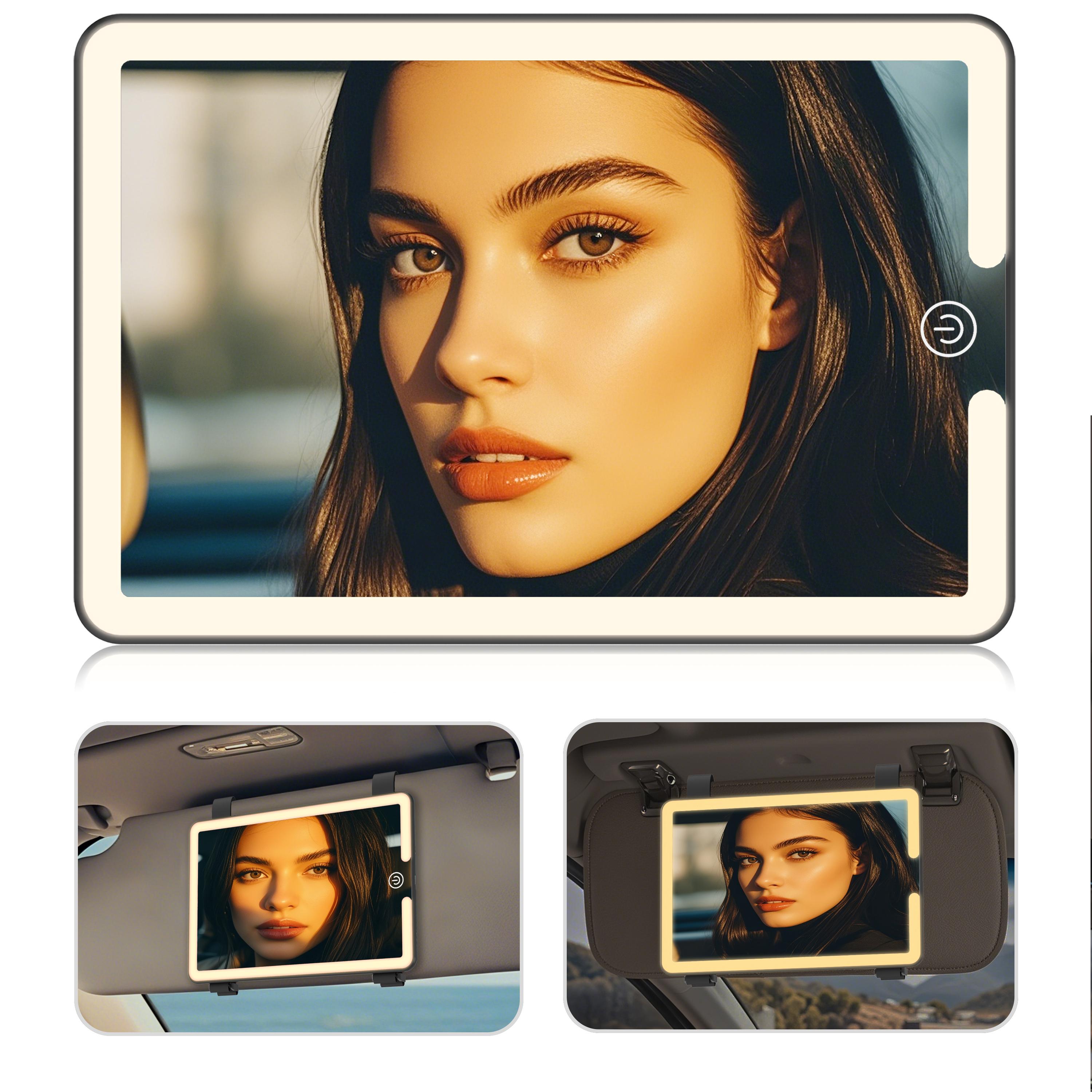 Rechargeable Car Vanity Mirror with 58 LEDs, Type-C Charging, and 3 Lighting Options