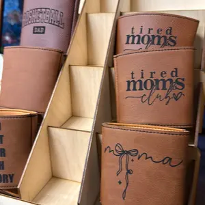 Vegan Leather Cup Koozies • Engraved Designs