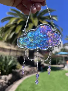 Iridescent Florentine Mini Cloud Car Charm! Cute decoration to either hang in your car or to brighten up your home!
