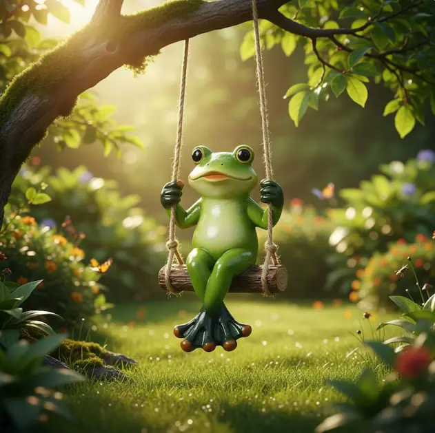 Hanging Resin Swinging Frog  Statue - Whimsical Outdoor Sculpture Ornament for Tree, Patio, Backyard garden decor supply funny decoration