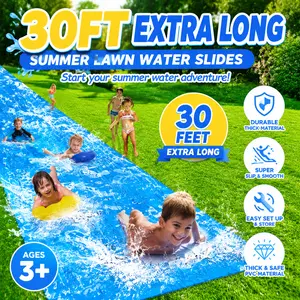 Slip Water Slide, 40FT Giant Slip Water Slides for Kids Backyard, Heavy Duty Slip and Water Slide for Kids Adults Waterslides Backyard Summer Outdoor Toys with 14 Stakes and 2 Inflatable Bodyboards