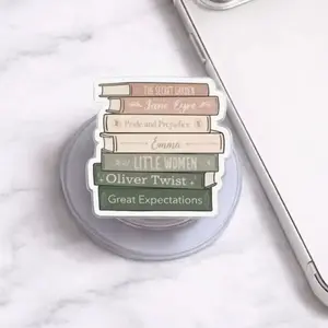 Classic Book Stack Phone Grip, Literary Kindle & Phone Holder, Bookish Reading Accessory, Vintage Books Gift for Readers