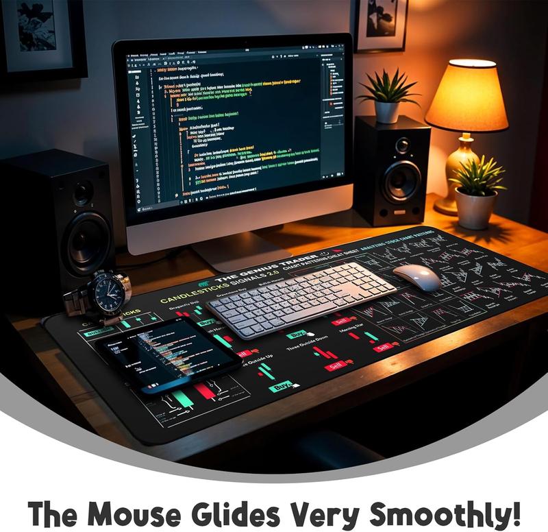 Stock Market Invest Day Trader Trading  Pad Chart Patterns Cheat Sheet, Large Computer  pad Stock Market Desk Mat with Stitched Edges for  Office 31x11 Inch