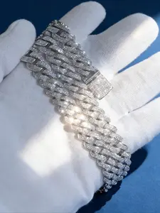 Hip Hop style jewelry 12mm VVS Moissanite Miami Cuban chain chain studded with rows of diamonds sparkling highlight Cuban chain necklace holiday gift Chain Link Necklace