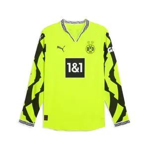 PUMA Mens Bvb Anniversary Authentic V Neck Long Sleeve Replica Jersey Casual - Yellow