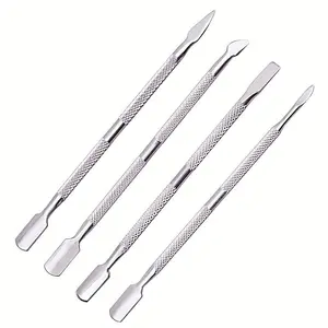 Stainless Steel Double Ended Nail Pusher Set, 4pcs/set Manicure Kit, Nail Cuticle Pusher, Professional Manicure & Pedicure Tool for Home & Salon Use