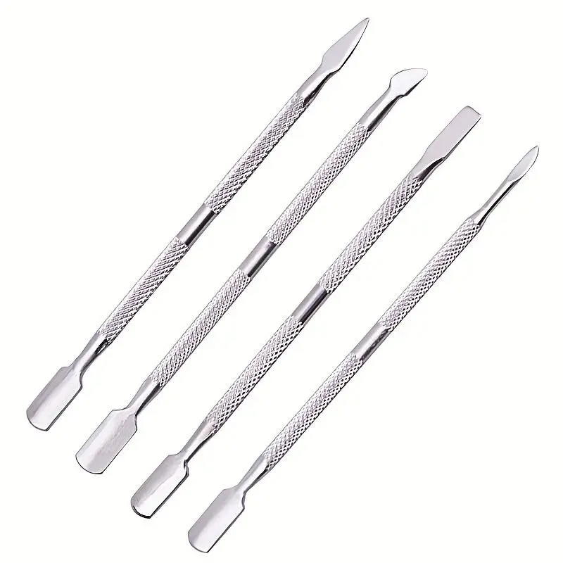 Stainless Steel Double Ended Nail Pusher Set, 4pcs/set Manicure Kit, Nail Cuticle Pusher, Professional Manicure & Pedicure Tool for Home & Salon Use Nail Tools