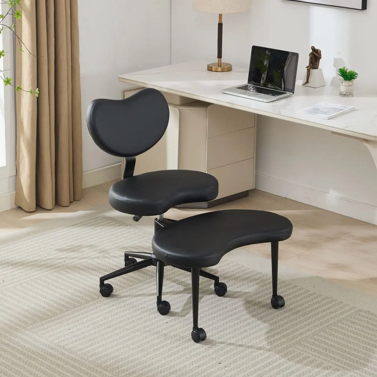 [Fahuac] Plus Size Body-Friendly Modern Backrest Cushioning Pivot Reception Chair - Cross-Legged Design, 360° Swivel Footstool, 250LB Capacity, for Home Office, Backrest Reception Chairs, Body-Friendly Reception Chairs