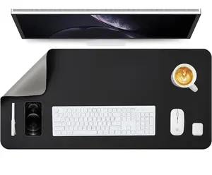 DIYZYBLA,Mouse Pad, Waterproof Desk Mat for Desktop,Black, 31.5" x 15.7",Leather Desk Pad for Keyboard and Mouse, Desk Pad Protector for Office and Home