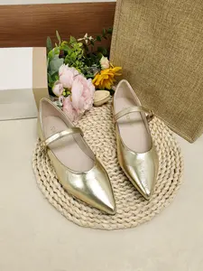 French Vintage Pointed Toe Mary Jane Flat Shoes, Buckle, & Silver Color Options, Soft Rubber Sole, Casual Style, All Seasons Wear Women