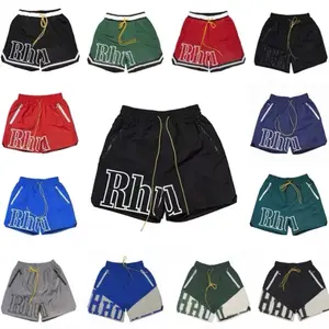 RHUde Designer Men's Shorts - High Quality Trend Label Drawstring Loose Sweatpants, Letter Reflective Hip-Hop Summer Cotton Beach Shorts - Menswear
