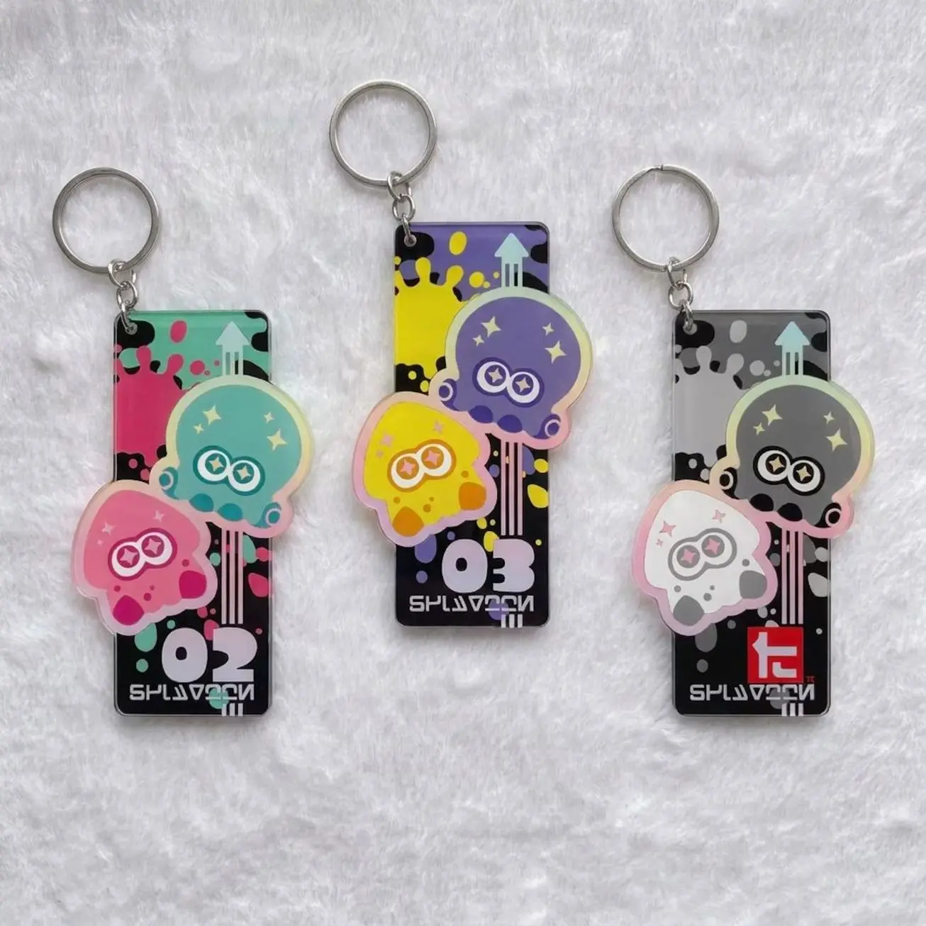 3 ops Splatoon 3 Merch Acrylic Keychain | Collectible Game Character Charm