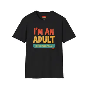 I’m An Adult (Technically) T-Shirt — Funny Retro Graphic Tee for New Adults & Graduation Gifts