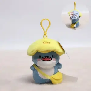 10cm Kawaii Fat Shark Plush Keychain, Cartoon Shark Pendant Backpack Hanging Ornament Decor