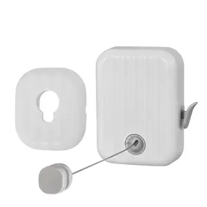 Clothes line Indoor,Retractable Clothesline,Wall-Mounted Clothesline for Hanging Clothes Outdoor with 13.08 Ft Steel Wire Clothesline and Padlock (Wave,White) Laundry