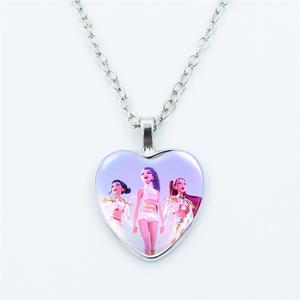 Kpop Demon Hunters Time Gem Heart Pendant Necklace with Silver Chain and Colorful Design