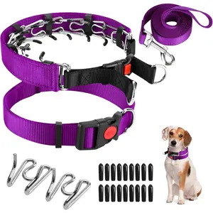Prong Training Collar with Comfort Tips and Quick Release - Dog Choke Pinch Collar with Nylon Cover - Classic Collar and Leash for Small to Large Dogs