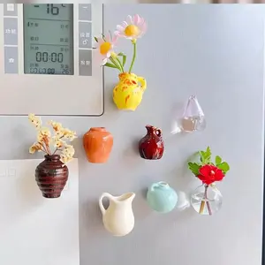 Kitchen Accessories Creative Mini Ceramic Vase Design Magnet,8 Counts/set Refrigerator Magnet,DIY Fridge Magnet for Flower, Home & Office Decoration, Valentine's Day Gift, Birthday Gifts, Refrigerator Decorations