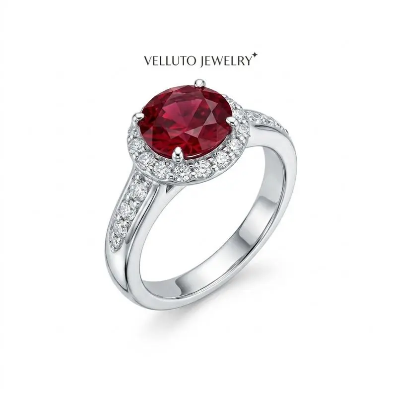 PLATINUM PLATED RED MOISSANITE 2.0CTW VVSD Color - Radiant - Holiday Gift - Platinum Plated Ring
