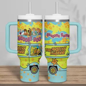 Personalized Custom Name Scooby Doo The Mystery Machine Tumbler 20oz-40oz Stainless Steel, Double Wall Insulated, With Handle & Straw – Funny Gift for Scooby Doo Lovers & Fans