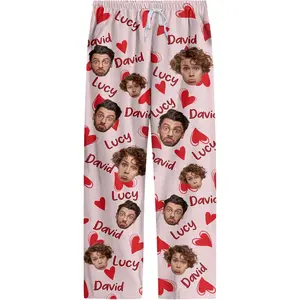 Custom Photo Pajamas – Matching Personalized Pajama Pants for Couples, Men & Women – Valentine’s Day Sleepwear T4