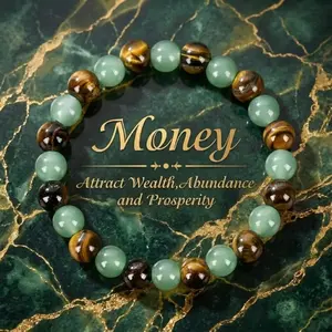 Green Agate Crystal Bracelet with Tiger Eye Beads Chakra Healing for Wealth Prosperity Good Luck Natural Stone Bead Unisex 8mm Beads