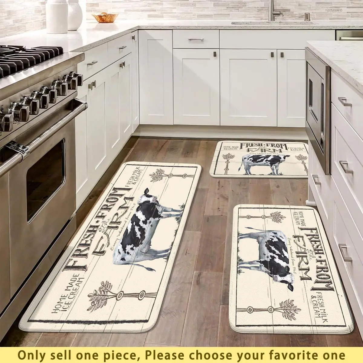 Letter & Cow Pattern Floor Mat, 1 Count Non Slip & Anti-dirty Flannel Carpet, Indoor Decorative Rug for Home Living Room Bedroom Kitchen