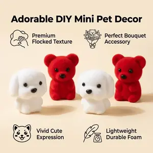 10pcs Plush Foam Dolls, and Colorful Bear and Dog Figurines, Adorable Pet Decorations, Floral Arrangement Accessories