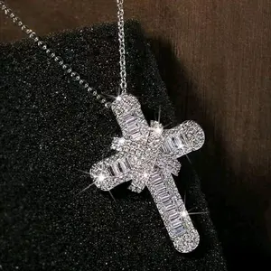 Large Bling Cross Necklace