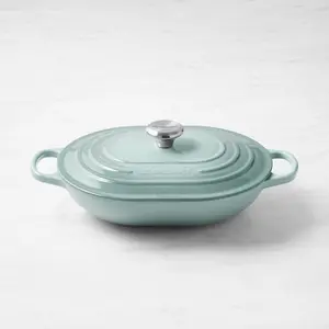 Le Creuset Sea Salt Enameled Cast Iron Covered Oval Casserole Dish, 3.75 Qt
