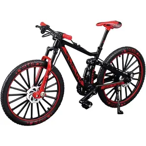 Alloy Mini Downhill Mountain Bike Toy, Die-cast BMX Finger Bike Model for Collections (Black/Red)