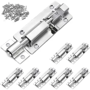 8Pack Door Latch Lock Barrel Bolt 3 Inch,Stainless Steel Slide Gate Latches  with Padlock Hole,