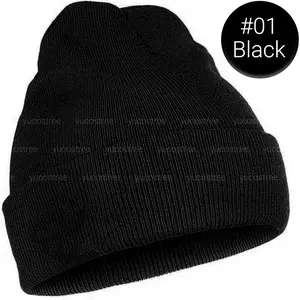 Beanie Hat Cap Plain Knit Ski Skully Cuff Winter Warm Slouchy Men Women Solid CF - y2k