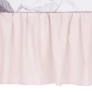 Lambs & Ivy Floral Garden Pink Linen Shirred Crib Skirt/Dust Ruffle