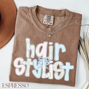 Comfort Colors Hair Stylist Shirt, Cute Pastel Hair Stylist Tee, Hairstylist Gift Idea, Salon Owner Shirt, Cosmetologist Aesthetic Tee, Hairdresser Floral Text Shirt