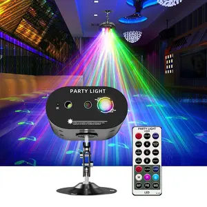 LED Dual-Hole Mini Laser KTV Atmosphere Lighting, Voice-Controlled Color-Rotating Stage Device with Remote, Lightweight Compact Home Ambient Accessory for Christmas, Halloween Party Gifts