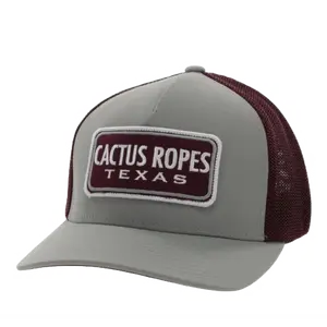 Hooey® Men's Cactus Ropes 5-panel Grey & Maroon Flexfit Cap CR084