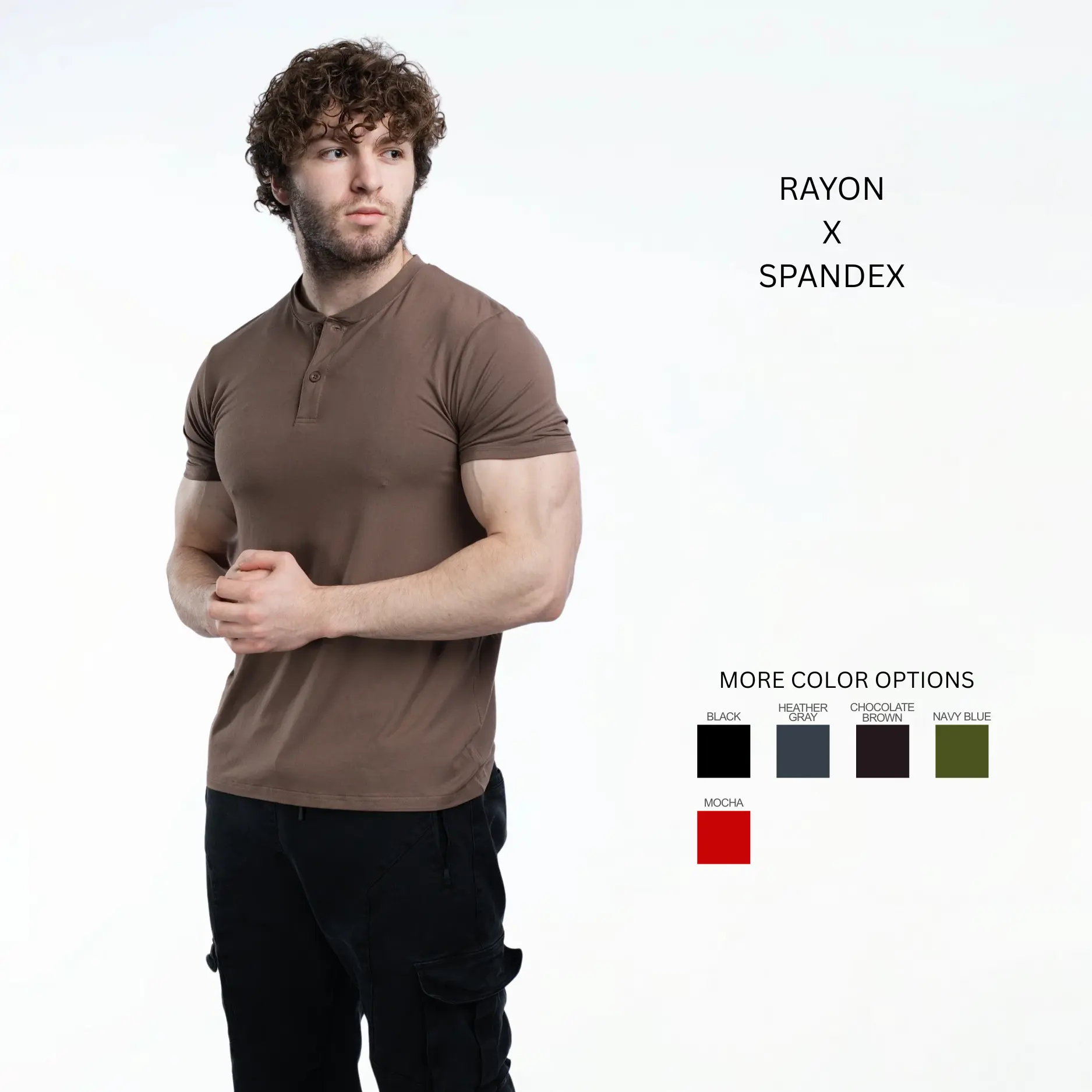 TNRCN EVERCORE HENLEY TECH TEE サイズM Men Slim Fit Henley Neck T-shirt with Matpiq