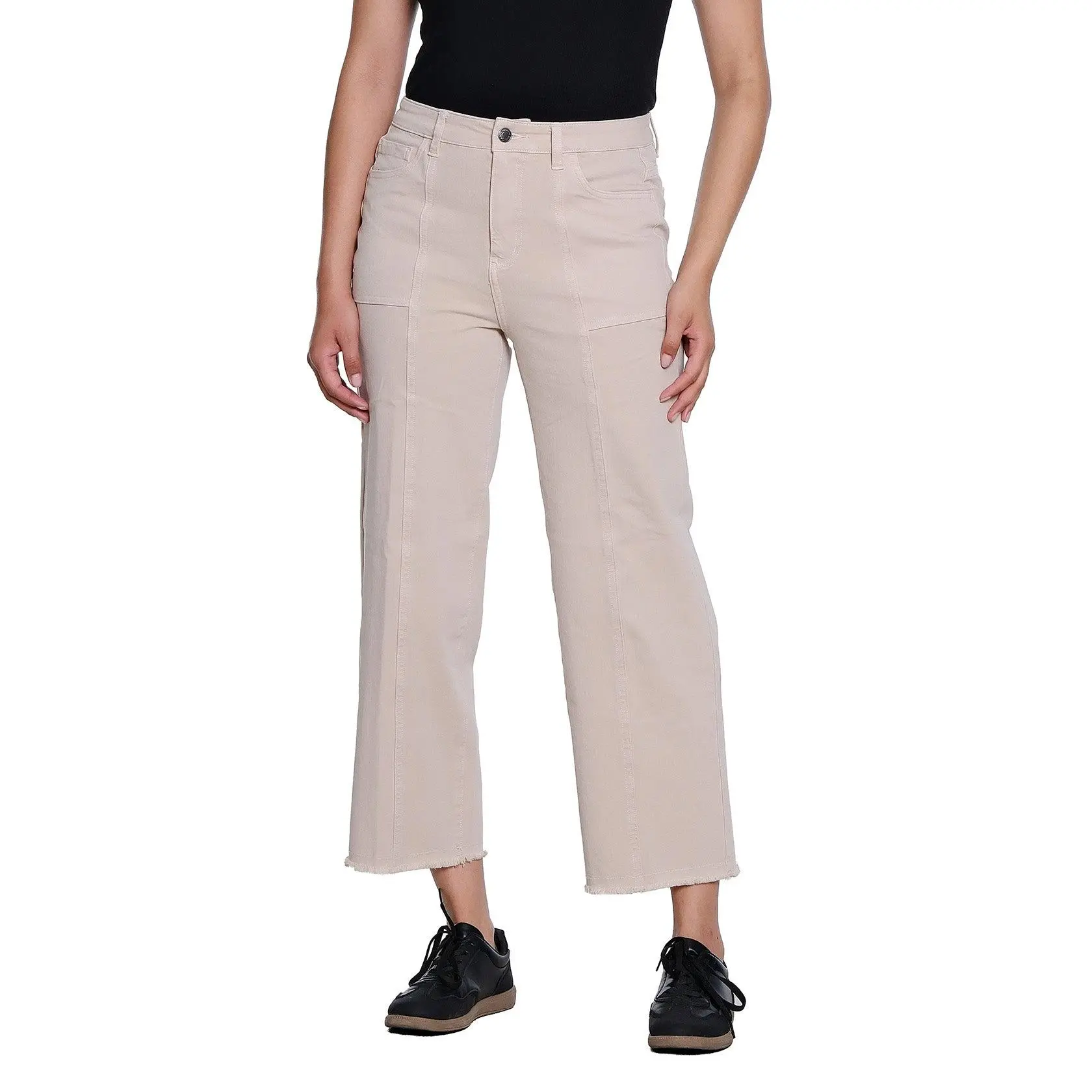JEAN *MISSY* 5 POCKET GARMENT DYED BUTTON ZIP CROP