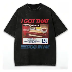 I Got That Dog In Me Kirkland Hot Dog Washed Cotton T-Shirt, Funny Meme Graphic Tee, Costco Casual Shirt for Men Women, Food Lovers