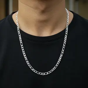 Figaro Chain Necklace in White Gold - 5mm in Width