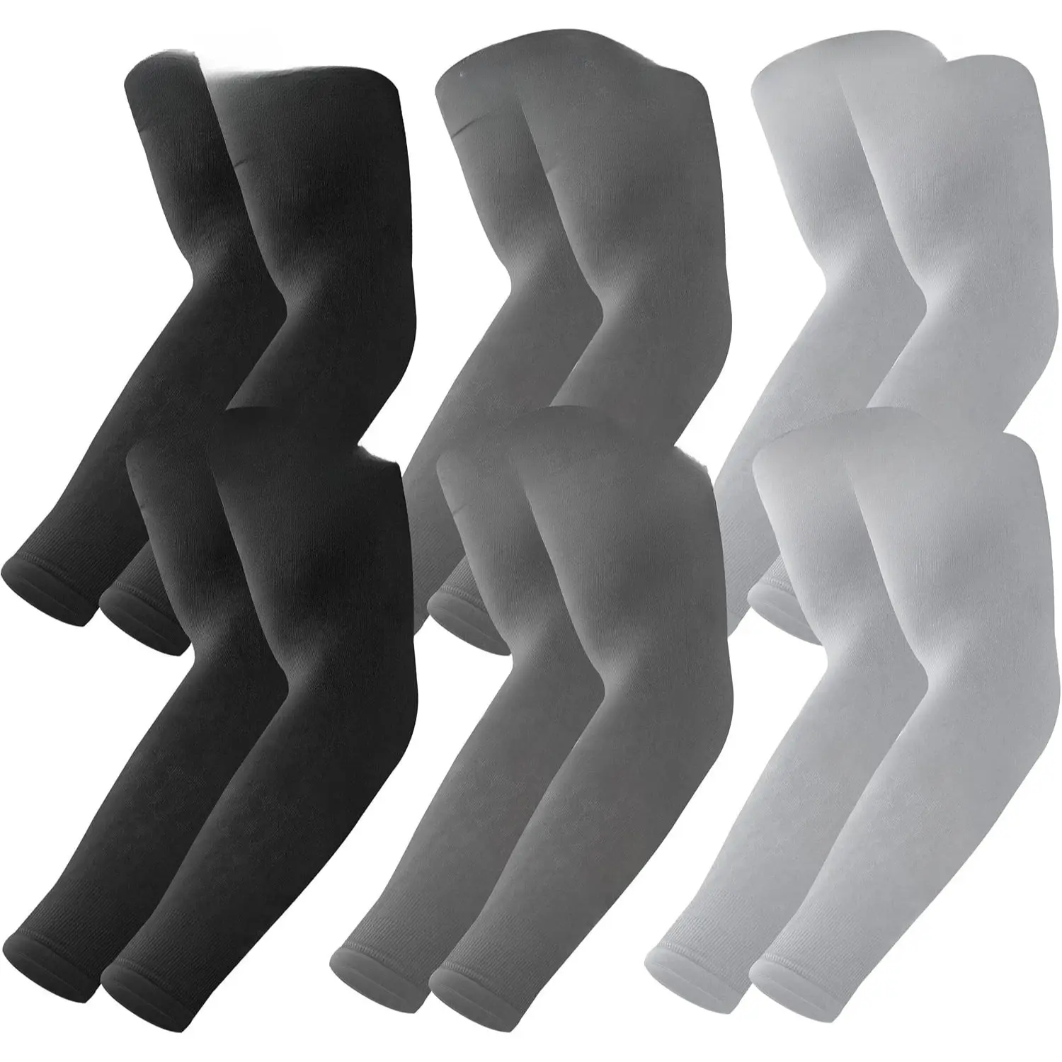 6 Pairs High-Elastic Moisture-Wick Nylon Blend Cooling Arm Sleeves for Men-Women, Ideal for Outdoor Work, Running/Cycling